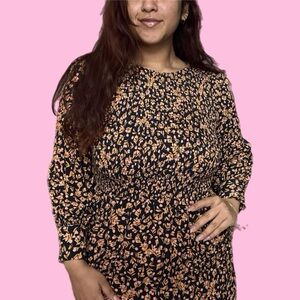 ✨ french connection beritt colette floral smocked dress - utility blue ✨